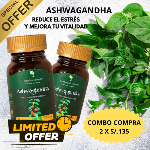 Ashwagandha KSM- 66 – Energía, Calma y Bienestar (2X S/. 135)